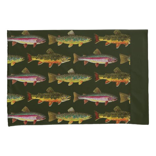 Brook Trout Vist Kussensloop (Voorkant-Rechts)