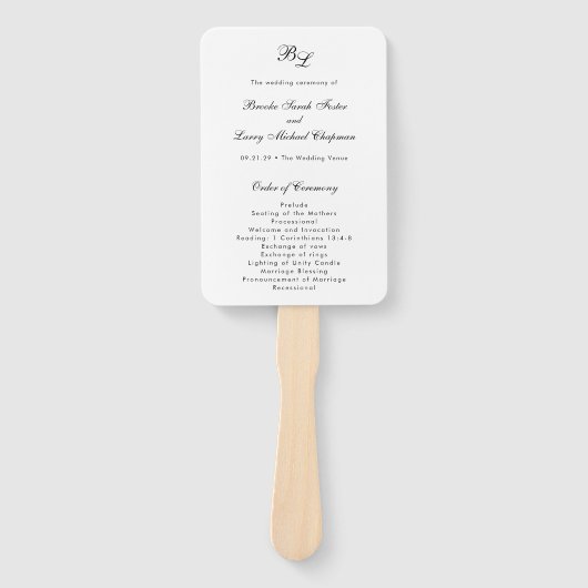 Brooke Classic Script Elegant Wedding Program Handwaaier (Voorkant)