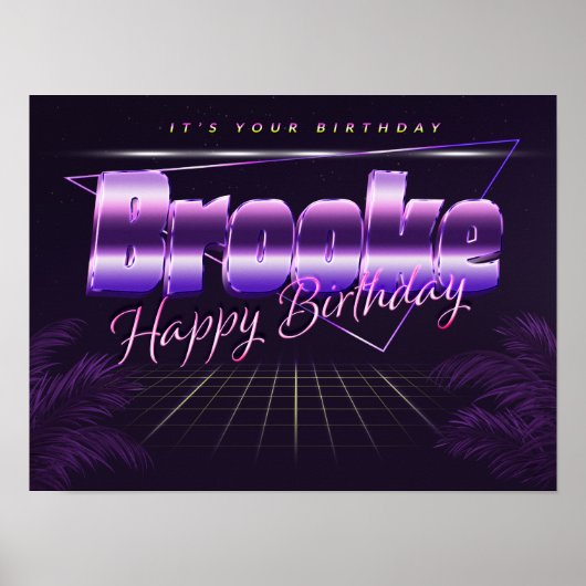 Brooke Nom Vorname lila retro Poster Geburtstag (Devant)