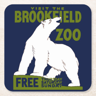 Brookfield Zoo, Federal Art Program Poster 1936 Vierkante Kartonnen Onderzetter