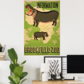 Brookfield Zoo Hippo  WPA-Poster Poster (Thuiskantoor)