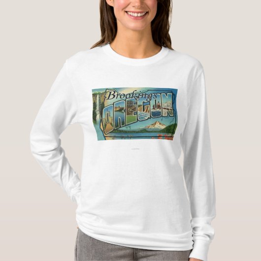 Brookings, oregon - grote letterscènes t-shirt (Voorkant)