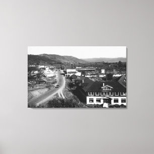Brookings, oregon Town Uitzicht and Ocean Photogra Canvas Afdruk