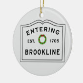 Brookline, MA Holiday Wreath Ceramic Ornament (Links)