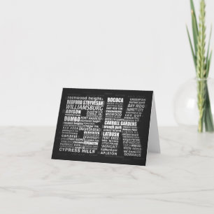 Brooklyn BK NYC Word Art Note Wenskaart Kaart