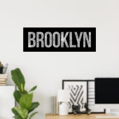 Brooklyn  Black en White Map Typografie Poster (Thuiskantoor)