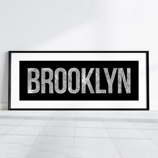 Brooklyn  Black en White Map Typografie Poster