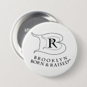 BROOKLYN BORN EN RAISED LOGO RUND BUTTON PIN (Voorkant /achterkant)