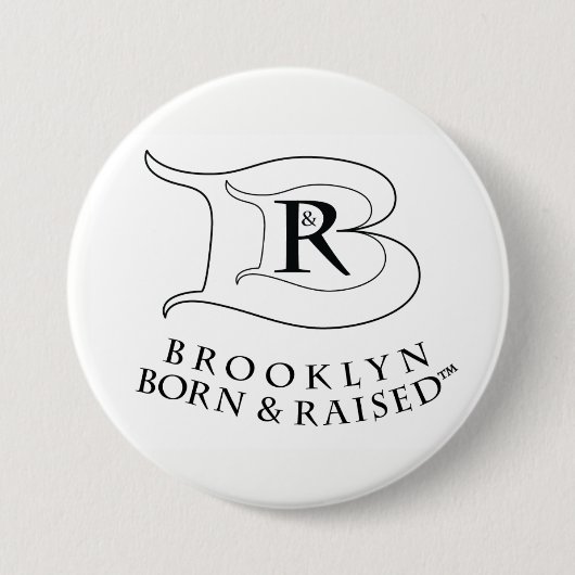 BROOKLYN BORN EN RAISED LOGO RUND BUTTON PIN (Voorkant)
