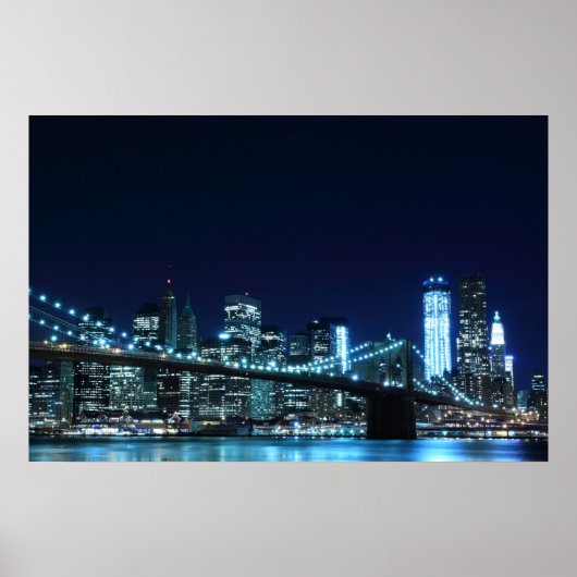 Brooklyn Bridge at Night Poster (30.00" x 20.00") (Devant)