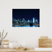 Brooklyn Bridge at Night Poster (30.00" x 20.00") (Cuisine)