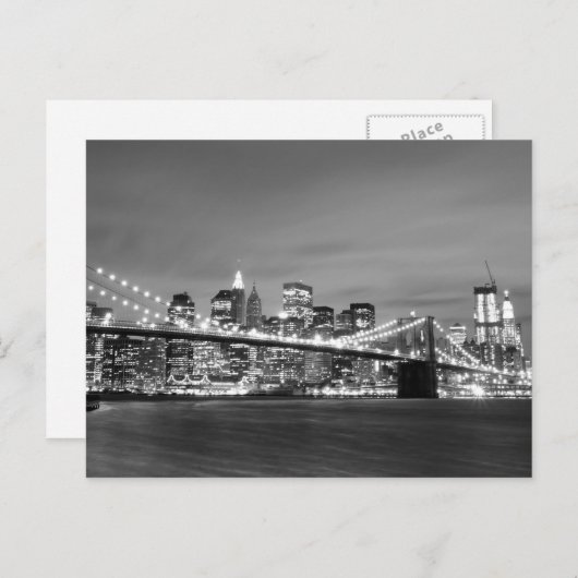 Brooklyn Bridge bij nacht, New York City Briefkaart (Voorkant / Achterkant)