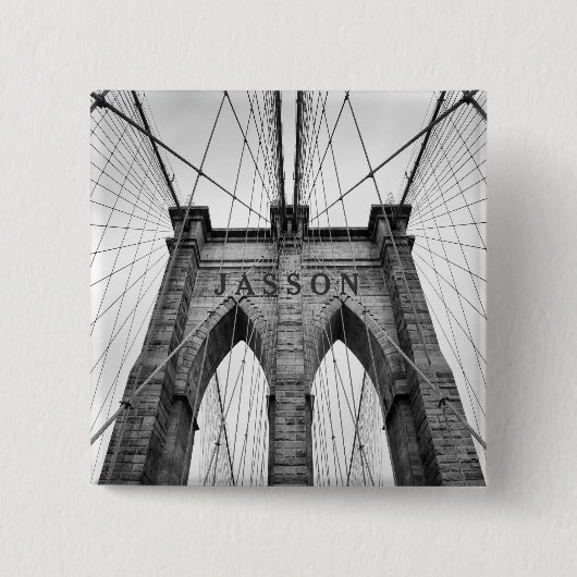 Brooklyn Bridge Black & White Foto Vierkante Button 5,1 Cm (Voorkant)