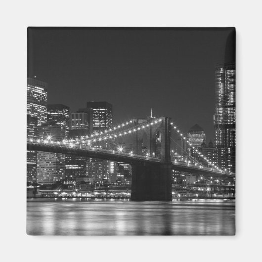 Brooklyn Bridge Black/White Skyline Magnet (Devant)