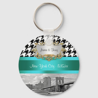 Brooklyn Bridge Blk Wht Houndstooth 2 Sleutelhange Sleutelhanger