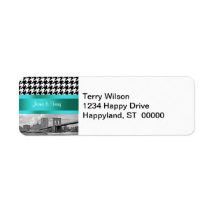 Brooklyn Bridge Blk Wht Houndstooth Return-adres Etiket