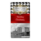 Brooklyn Bridge Blk Wht Houndstooth Wine Label (Voorkant)