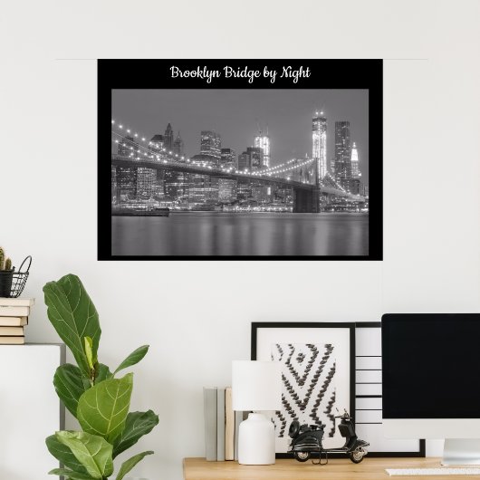 Brooklyn Bridge by Night Poster (Thuiskantoor)