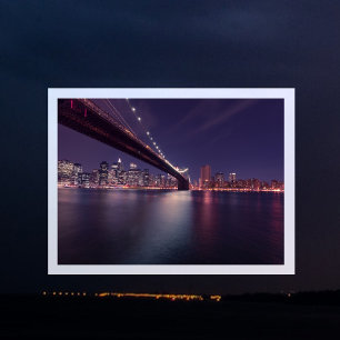 Brooklyn Bridge, East River, Manhattan Lights Briefkaart