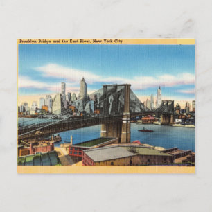 Brooklyn Bridge en East River, New York City, NY Briefkaart