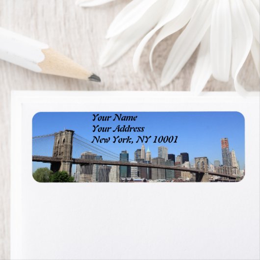 Brooklyn Bridge en Manhattan Skyline Etiket (Insitu)