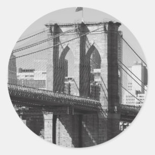 Brooklyn Bridge en Manhattan Skyline Ronde Sticker