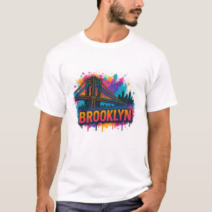 Brooklyn Bridge Graffiti Pop Art – Kleurrijke Sted T-shirt