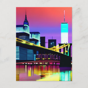 Brooklyn Bridge in de avond / 's nachts Briefkaart