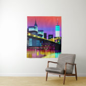 Brooklyn Bridge in de avond / 's nachts Wandkleed (In situ)