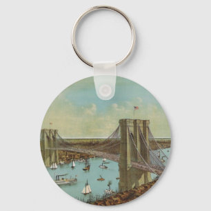 Brooklyn Bridge-kleurenBriefkaart Sleutelhanger