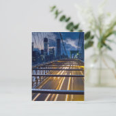 Brooklyn Bridge lichten 's nachts Briefkaart (Staand voorkant)