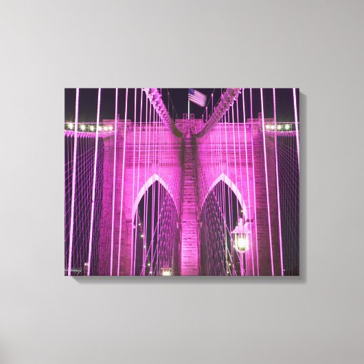 Brooklyn Bridge Lit Paars Canvas Afdruk (Voorkant)