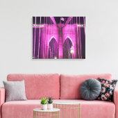 Brooklyn Bridge Lit Paars Canvas Afdruk (Insitu (Woonkamer))