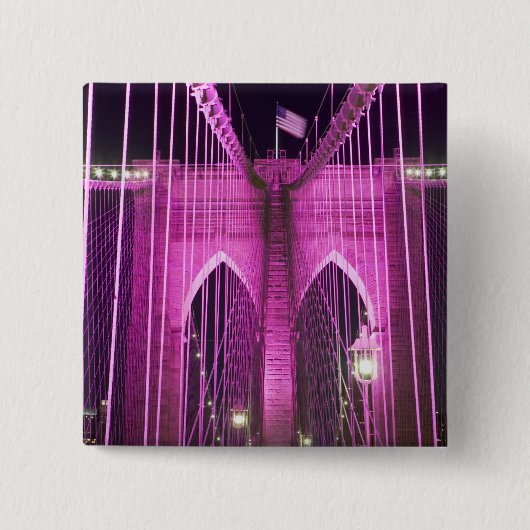 Brooklyn Bridge Lit Paars Vierkante Button 5,1 Cm (Voorkant)