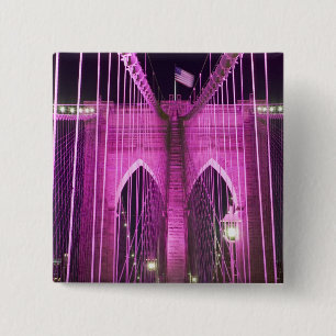 Brooklyn Bridge Lit Paars Vierkante Button 5,1 Cm