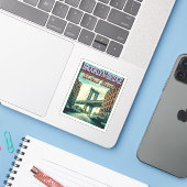 BROOKLYN BRIDGE - MANHATTAN - BROOKLYN - NEW YORK STICKER (Laptop met iPhone)