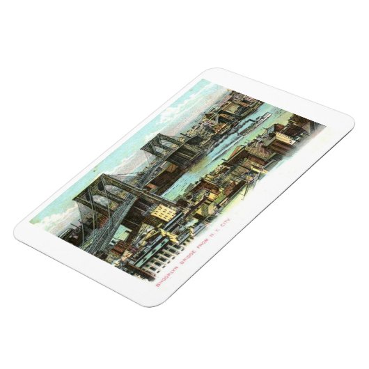 Brooklyn Bridge, New York City 1910, Postca Magneet (Linkerzijde)