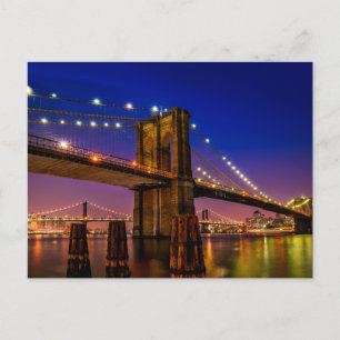 Brooklyn Bridge, New York City bij nacht Briefkaart
