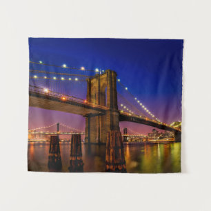 Brooklyn Bridge, New York City bij nacht Wandkleed