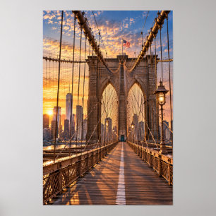 Brooklyn Bridge New York Gouden Uur Kunstwerk Poster