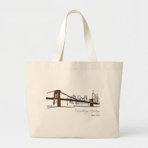 Brooklyn bridge New york lijnillustratie Grote Tote Bag