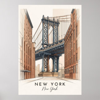 Brooklyn Bridge New York | Poster van Straatkunst