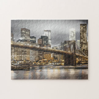 Brooklyn Bridge New York 's Nachts Legpuzzel