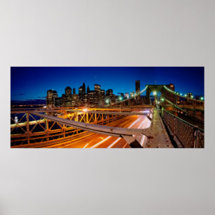 Brooklyn Bridge Night Panorama NYC Poster