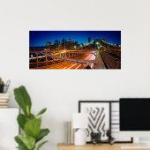 Brooklyn Bridge Night Panorama NYC Poster (Thuiskantoor)