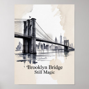 Brooklyn Bridge Nog Steeds Magie Inkt Poster