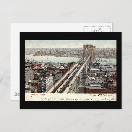Brooklyn Bridge NY 1907 Briefkaart (Voorkant / Achterkant)