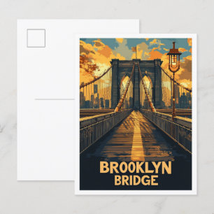 Brooklyn Bridge NY Verenigde Staten Illustratie R Briefkaart
