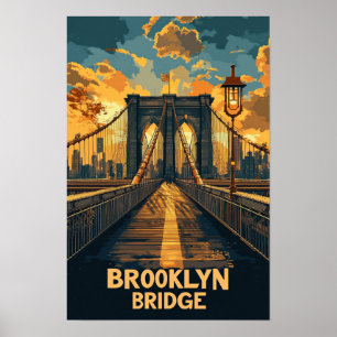 Brooklyn Bridge NY Verenigde Staten Illustratie R Poster