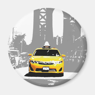 Brooklyn Bridge Ny Yellow Taxi Nyc Pop Art Afbeeld Magneet